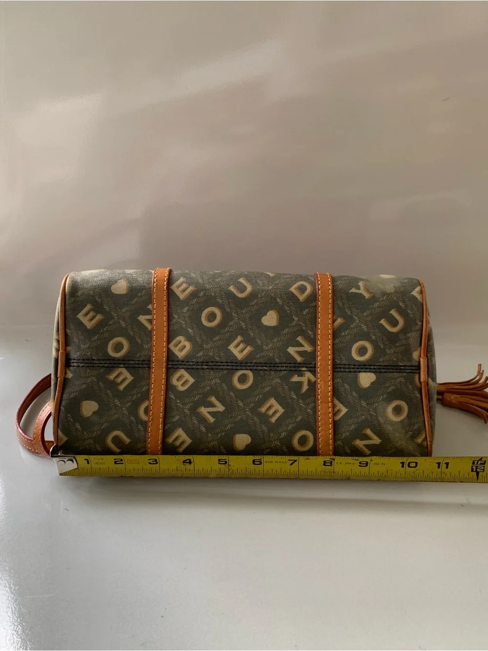 Dooney & Bourke Brown Logo Crossbody with Tan Trim